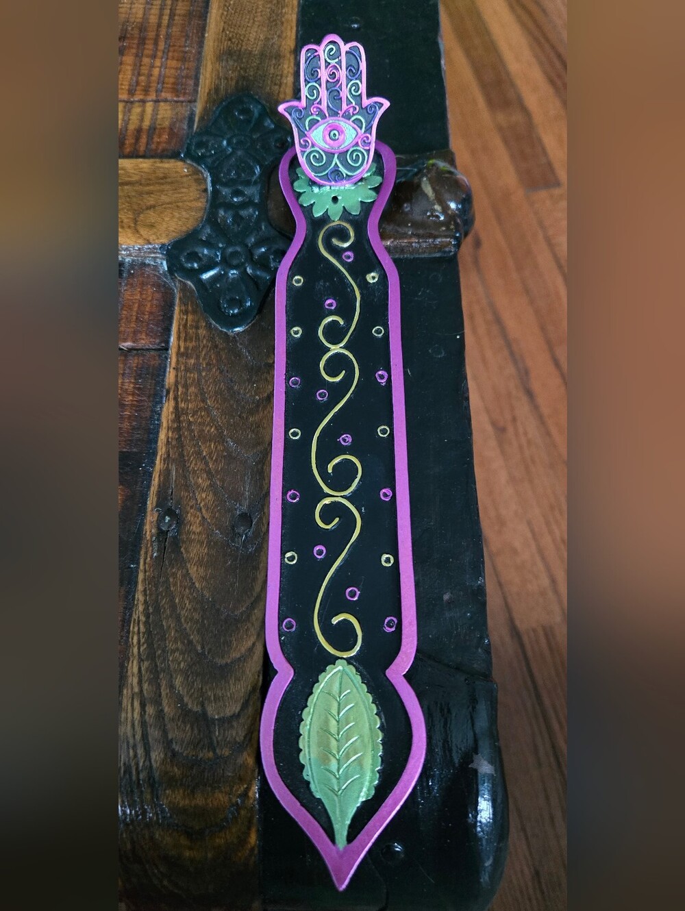 Hamsa Hand Third Eye Purple Green Gold Black Incense Burner Protection Evil Eye